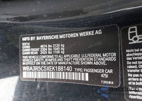 2014 BMW 435I xDrive z USA, uszkodzony, nr VIN WBA3R5C5XEK188140